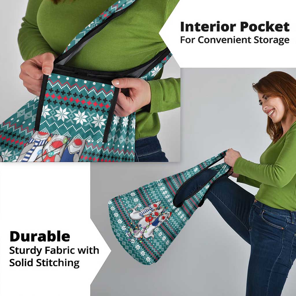 Funny Shark Christmas Grocery Bag Xmas Holiday Patterns - Wonder Print Shop