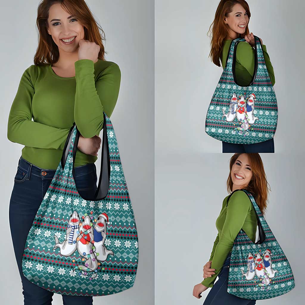 Funny Shark Christmas Grocery Bag Xmas Holiday Patterns - Wonder Print Shop