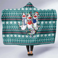 Funny Shark Christmas Hooded Blanket Xmas Holiday Patterns - Wonder Print Shop