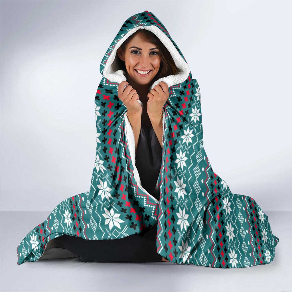 Funny Shark Christmas Hooded Blanket Xmas Holiday Patterns - Wonder Print Shop