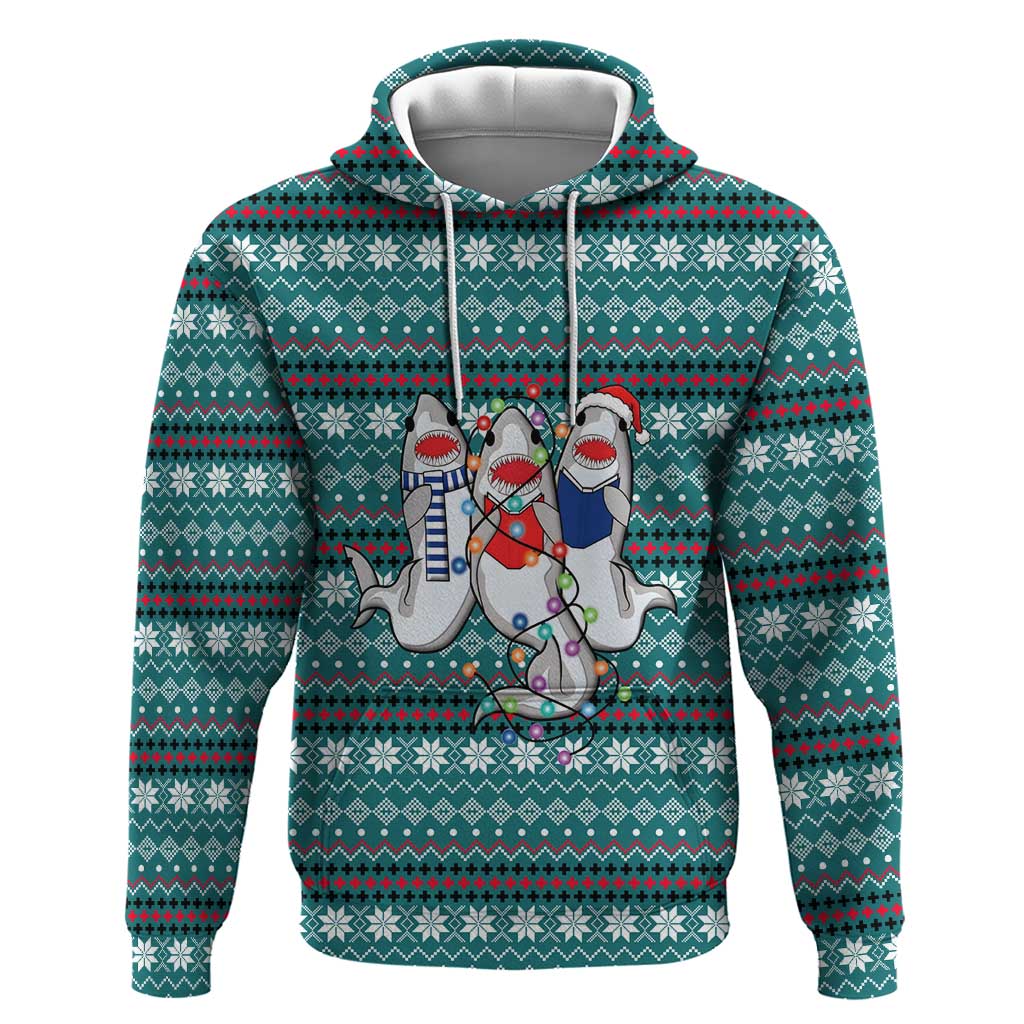 Funny Shark Christmas Hoodie Xmas Holiday Patterns - Wonder Print Shop