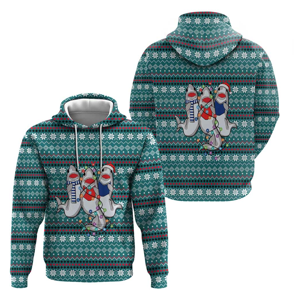 Funny Shark Christmas Hoodie Xmas Holiday Patterns - Wonder Print Shop