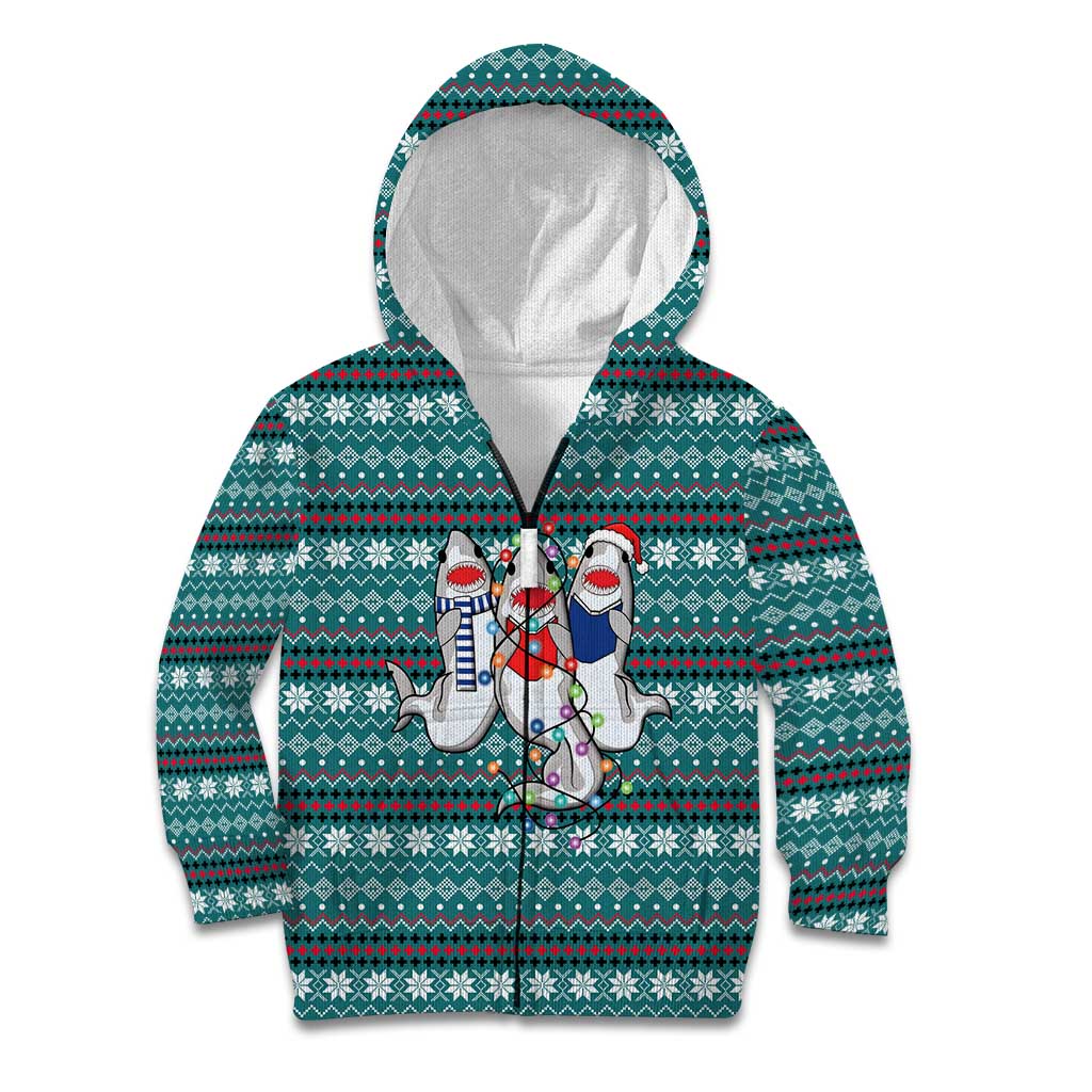 Funny Shark Christmas Kid Hoodie Xmas Holiday Patterns - Wonder Print Shop