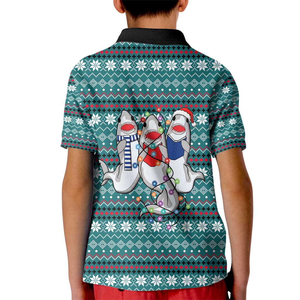 Funny Shark Christmas Kid Polo Shirt Xmas Holiday Patterns - Wonder Print Shop