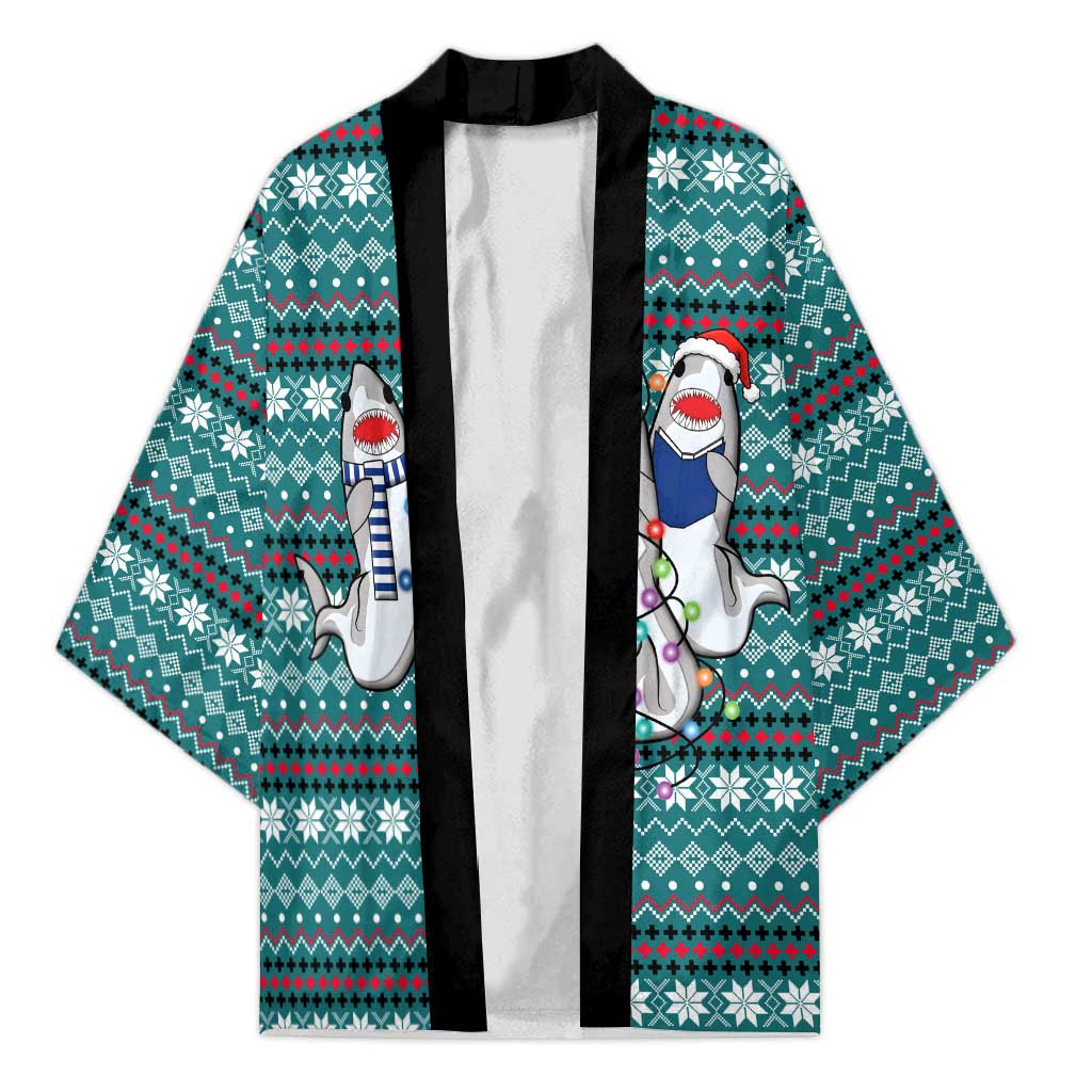 Funny Shark Christmas Kimono Xmas Holiday Patterns - Wonder Print Shop