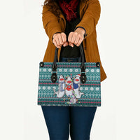 Funny Shark Christmas Leather Bag Xmas Holiday Patterns - Wonder Print Shop