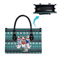 Funny Shark Christmas Leather Bag Xmas Holiday Patterns - Wonder Print Shop