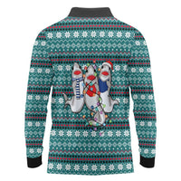 Funny Shark Christmas Long Sleeve Polo Shirt Xmas Holiday Patterns - Wonder Print Shop