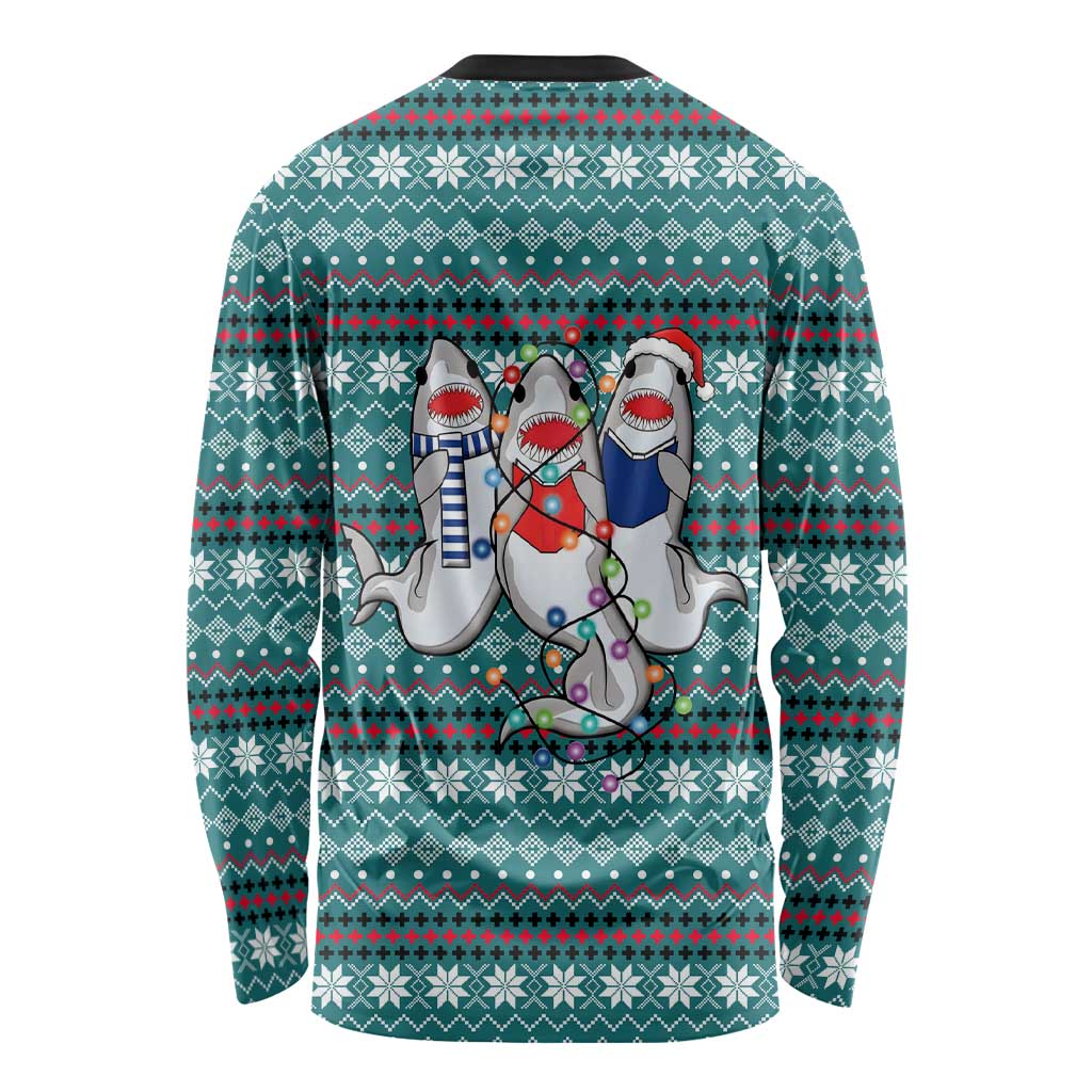 Funny Shark Christmas Long Sleeve Shirt Xmas Holiday Patterns - Wonder Print Shop