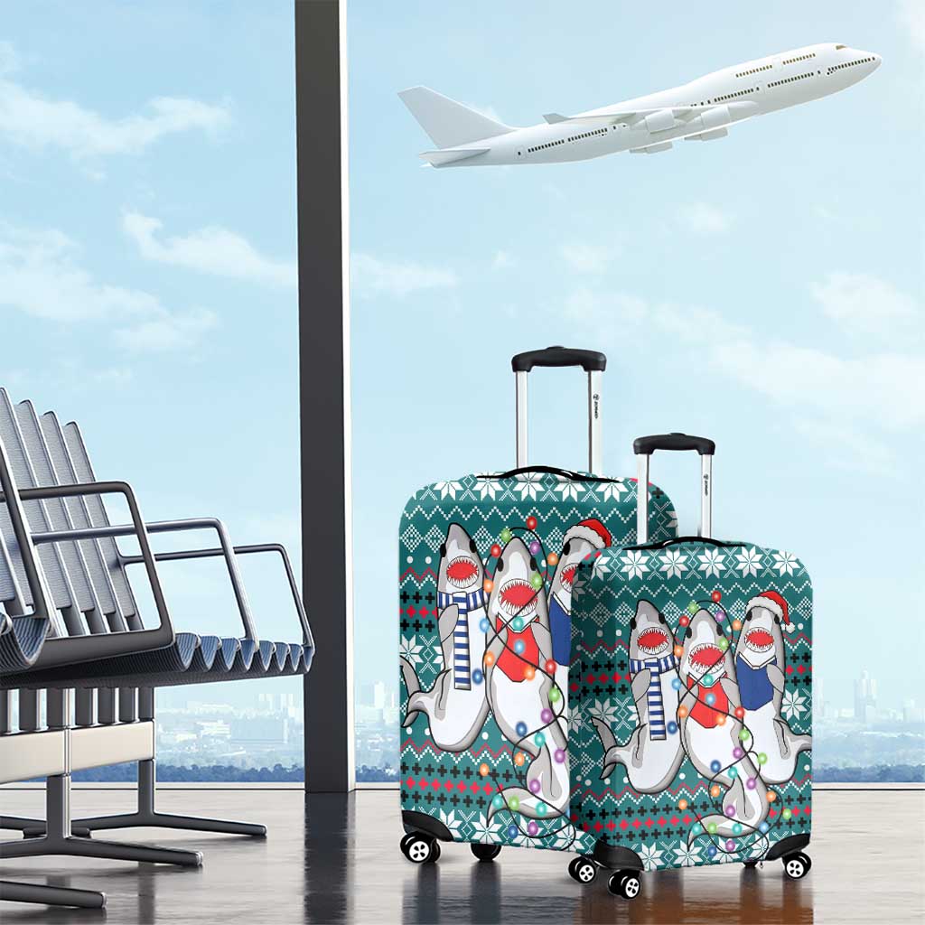 Funny Shark Christmas Luggage Cover Xmas Holiday Patterns - Wonder Print Shop