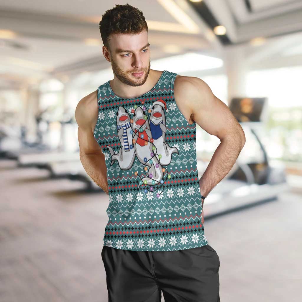 Funny Shark Christmas Men Tank Top Xmas Holiday Patterns - Wonder Print Shop