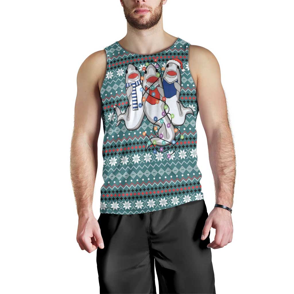 Funny Shark Christmas Men Tank Top Xmas Holiday Patterns - Wonder Print Shop