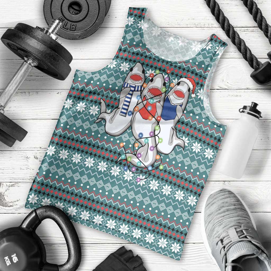 Funny Shark Christmas Men Tank Top Xmas Holiday Patterns - Wonder Print Shop