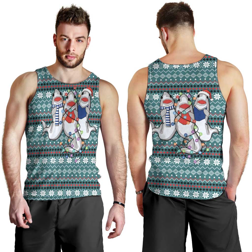 Funny Shark Christmas Men Tank Top Xmas Holiday Patterns - Wonder Print Shop