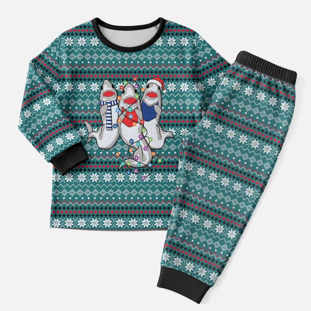Funny Shark Christmas Pajama Set Xmas Holiday Patterns - Wonder Print Shop