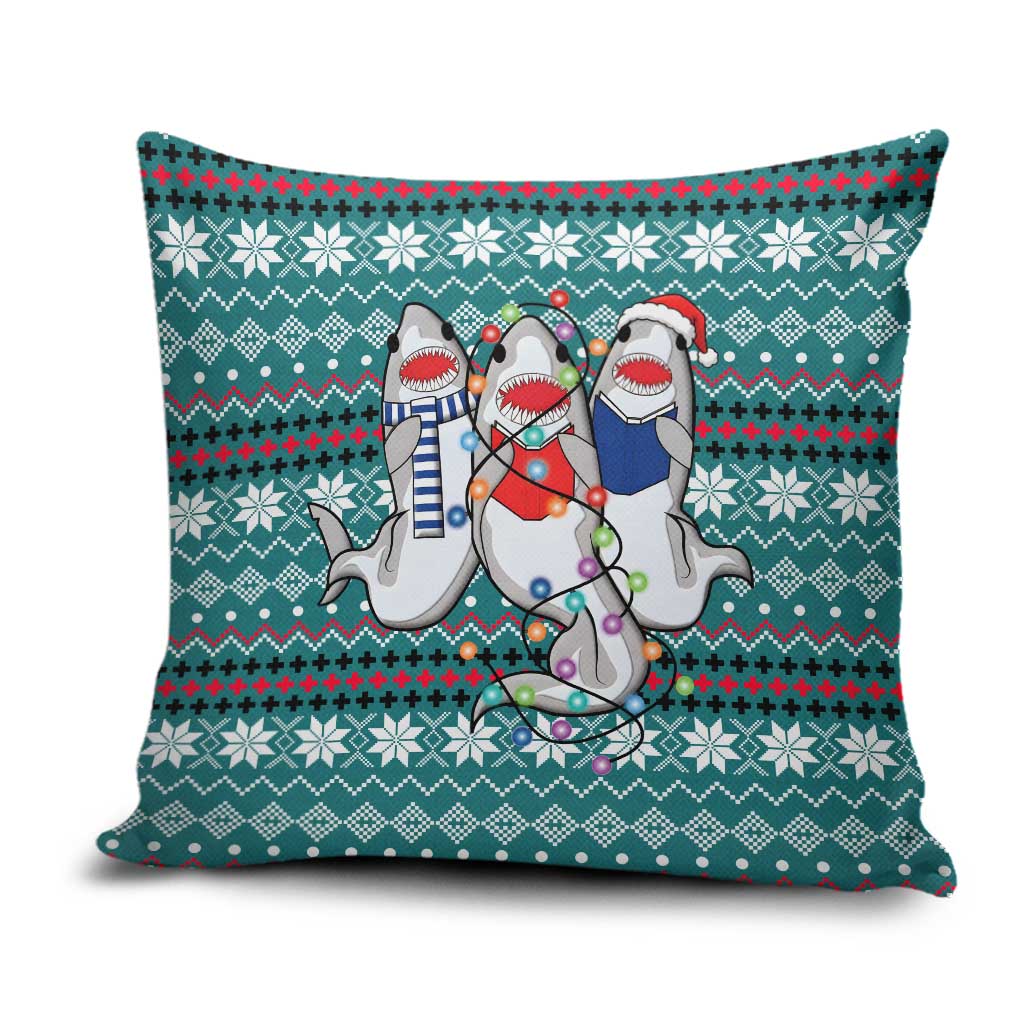 Funny Shark Christmas Pillow Cover Xmas Holiday Patterns - Wonder Print Shop