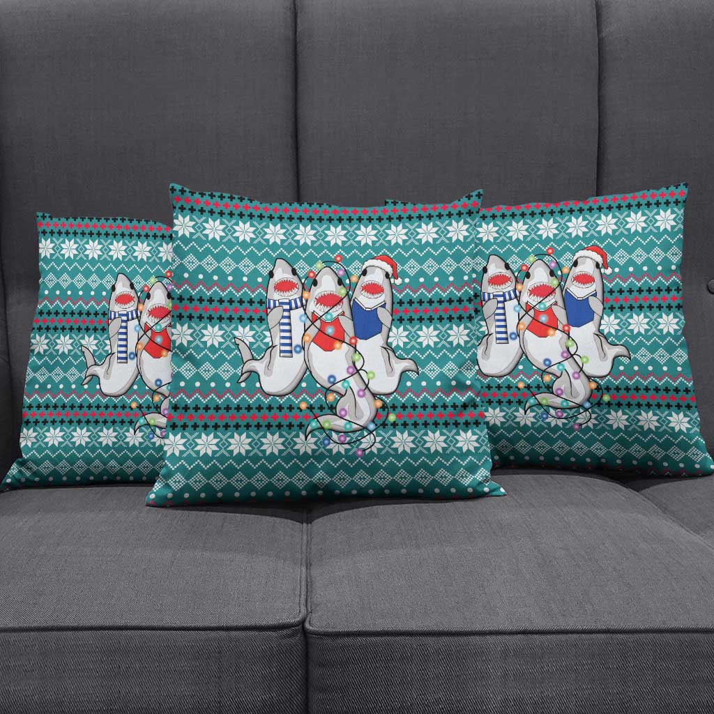 Funny Shark Christmas Pillow Cover Xmas Holiday Patterns - Wonder Print Shop