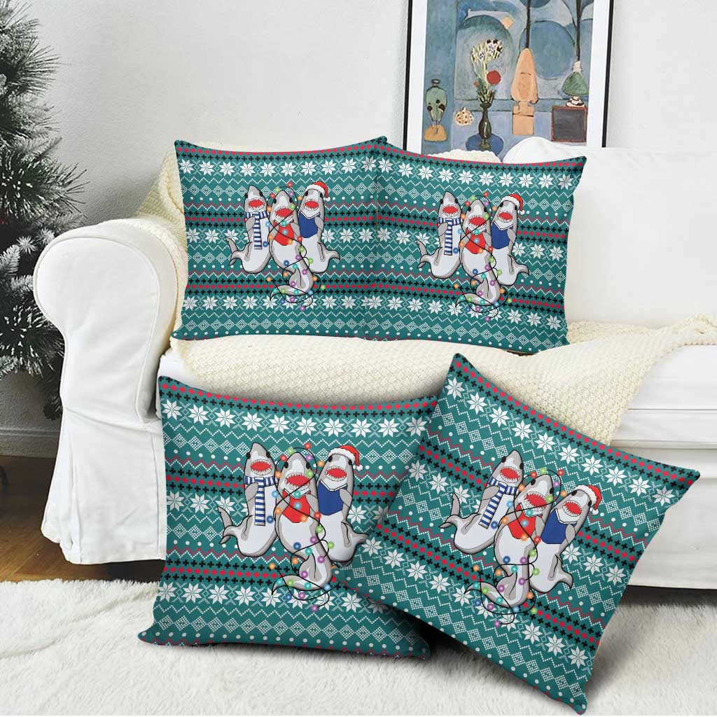 Funny Shark Christmas Pillow Cover Xmas Holiday Patterns - Wonder Print Shop