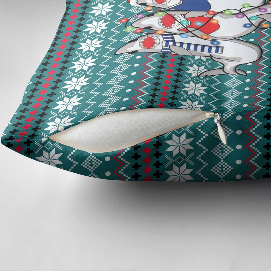 Funny Shark Christmas Pillow Cover Xmas Holiday Patterns - Wonder Print Shop