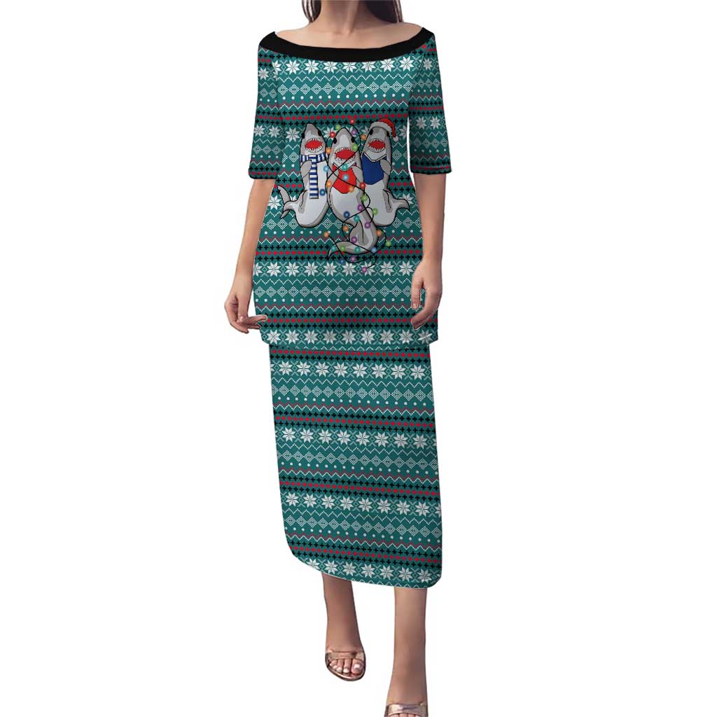 Funny Shark Christmas Puletasi Xmas Holiday Patterns - Wonder Print Shop