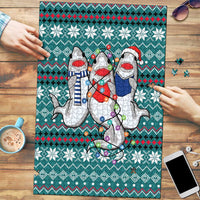 Funny Shark Christmas Puzzle Xmas Holiday Patterns - Wonder Print Shop