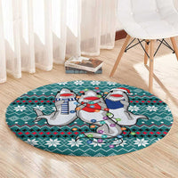 Funny Shark Christmas Round Carpet Xmas Holiday Patterns - Wonder Print Shop
