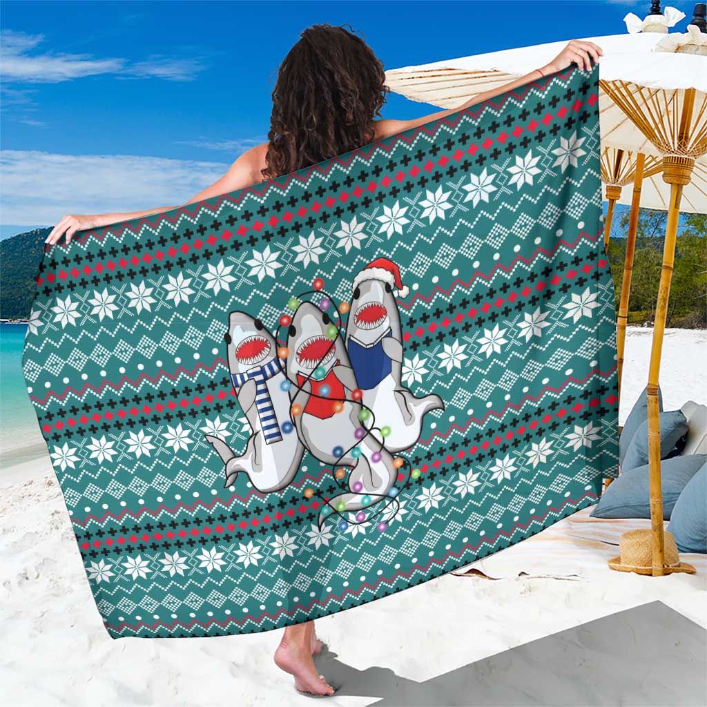 Funny Shark Christmas Sarong Xmas Holiday Patterns - Wonder Print Shop