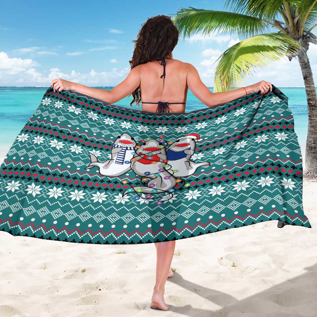 Funny Shark Christmas Sarong Xmas Holiday Patterns - Wonder Print Shop