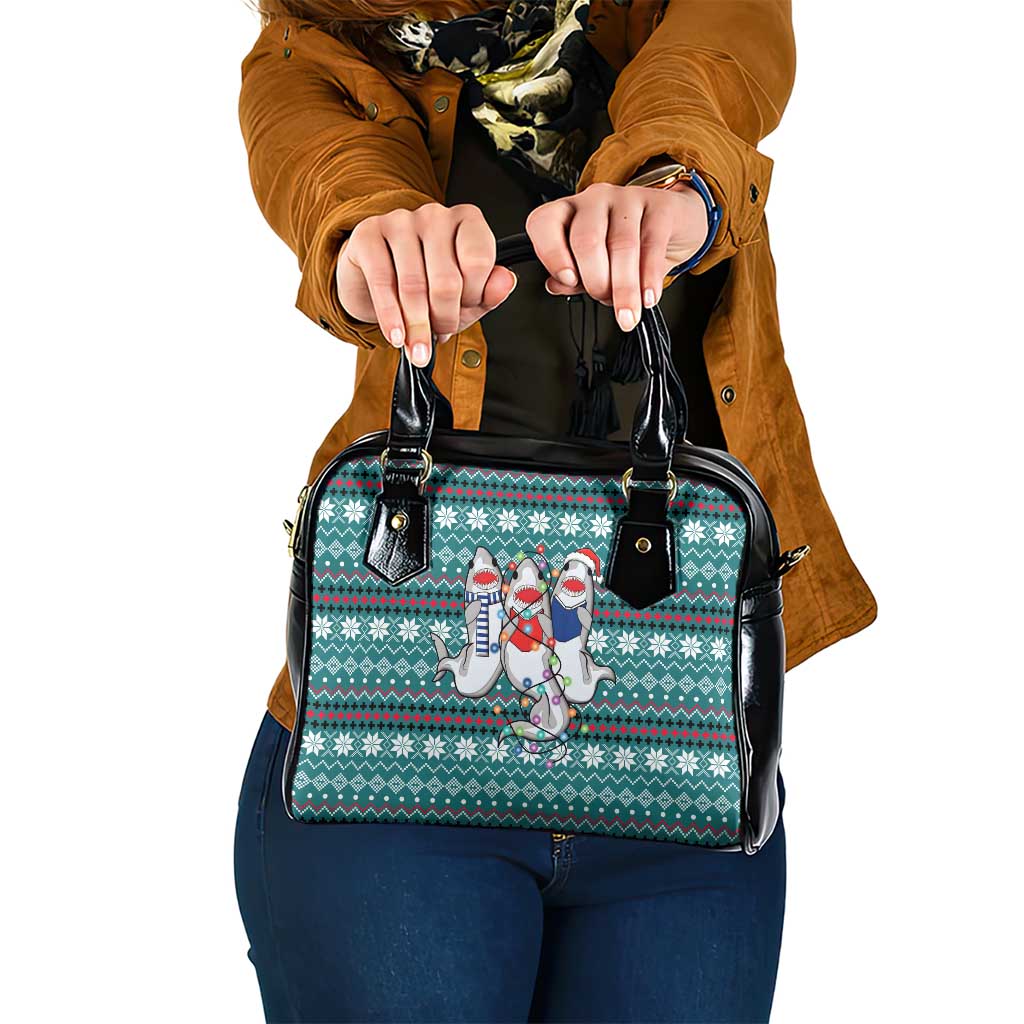 Funny Shark Christmas Shoulder Handbag Xmas Holiday Patterns - Wonder Print Shop