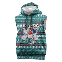 Funny Shark Christmas Sleeveless Hoodie Xmas Holiday Patterns - Wonder Print Shop