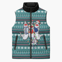 Funny Shark Christmas Sleeveless Puffer Jacket Xmas Holiday Patterns - Wonder Print Shop