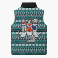 Funny Shark Christmas Sleeveless Puffer Jacket Xmas Holiday Patterns - Wonder Print Shop