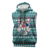 Funny Shark Christmas Sleeveless Zip Hoodie Xmas Holiday Patterns - Wonder Print Shop