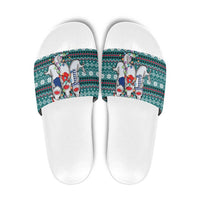 Funny Shark Christmas Slide Sandals Xmas Holiday Patterns - Wonder Print Shop