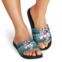 Funny Shark Christmas Slide Sandals Xmas Holiday Patterns - Wonder Print Shop