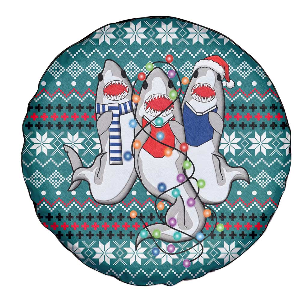 Funny Shark Christmas Spare Tire Cover Xmas Holiday Patterns - Wonder Print Shop