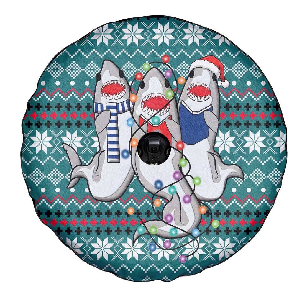 Funny Shark Christmas Spare Tire Cover Xmas Holiday Patterns - Wonder Print Shop