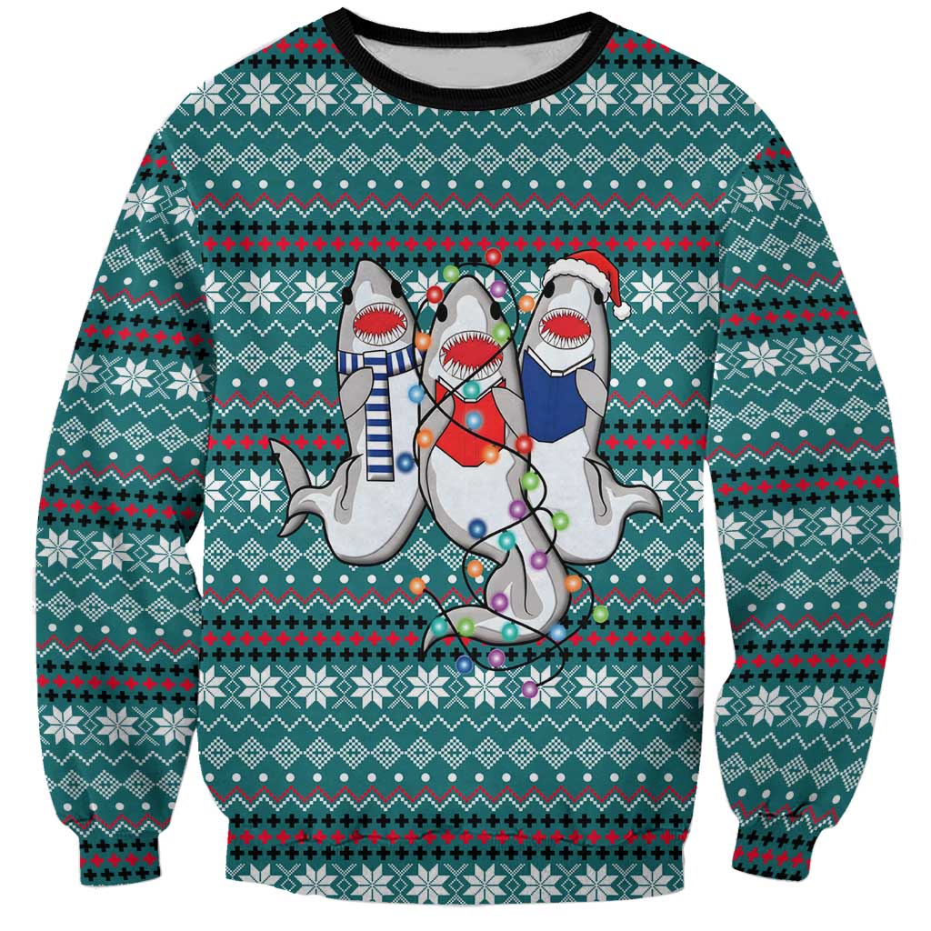 Funny Shark Christmas Sweatshirt Xmas Holiday Patterns - Wonder Print Shop