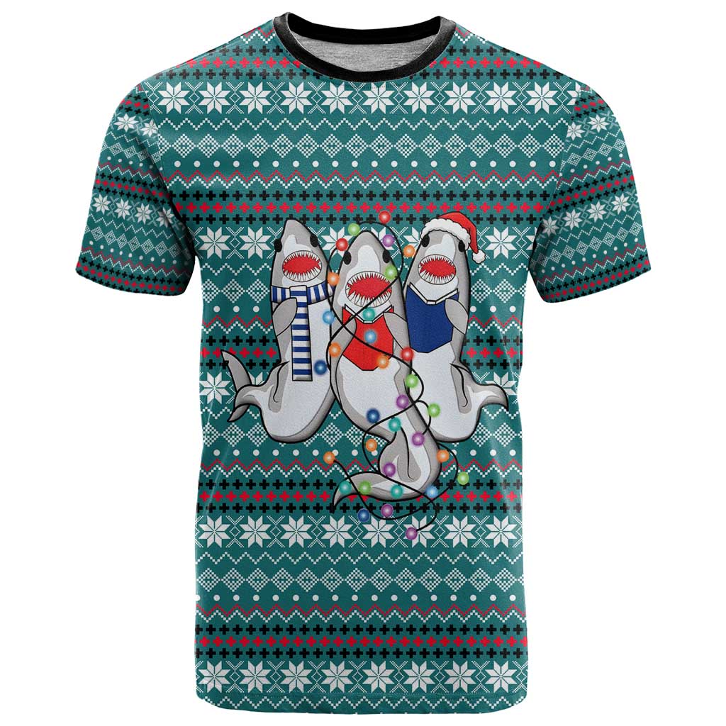 Funny Shark Christmas T Shirt Xmas Holiday Patterns - Wonder Print Shop
