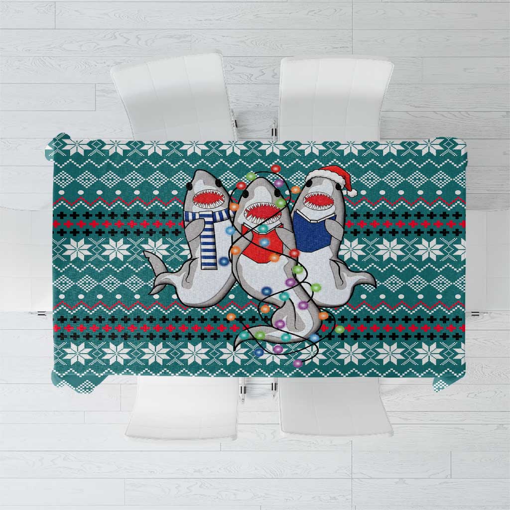 Funny Shark Christmas Tablecloth Xmas Holiday Patterns - Wonder Print Shop
