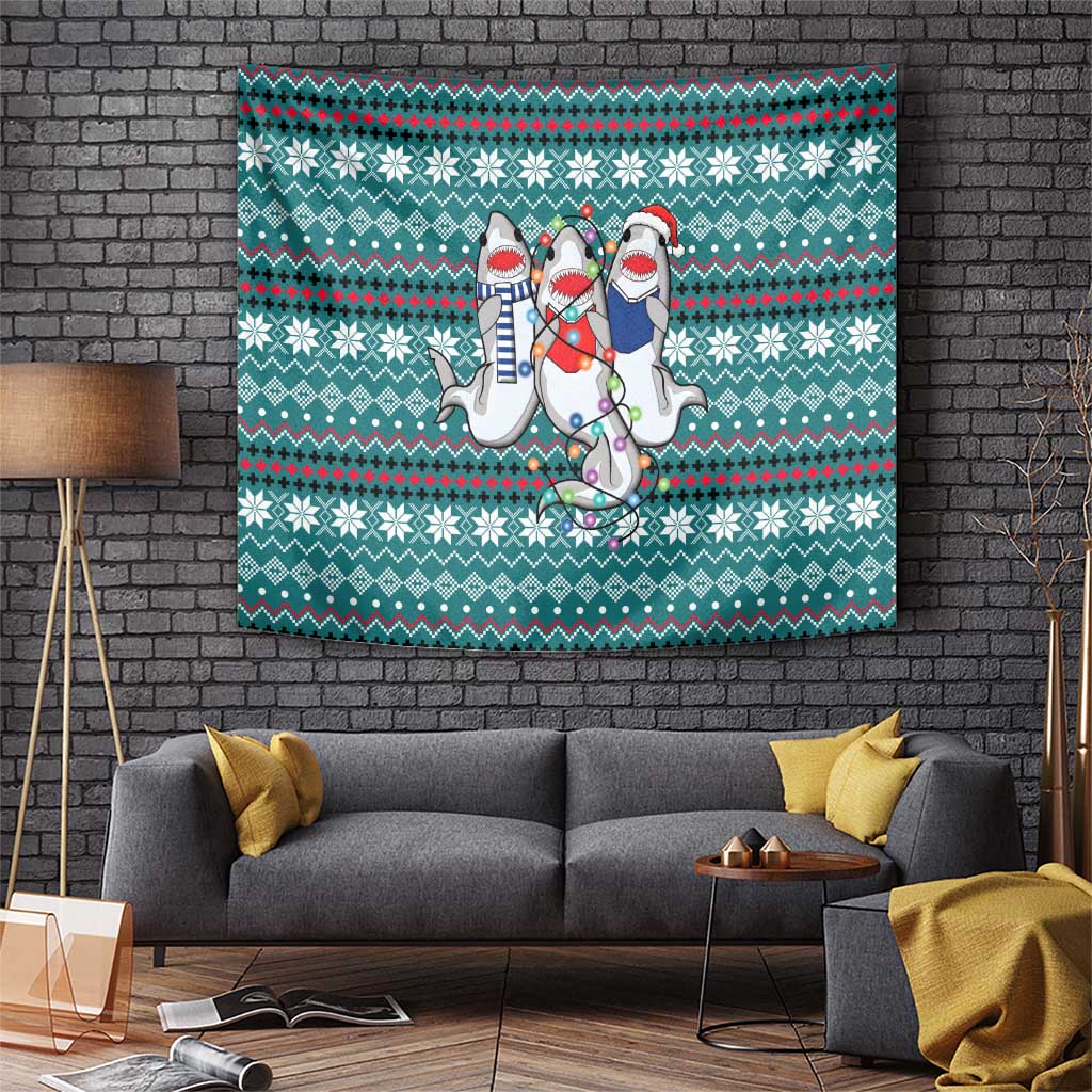 Funny Shark Christmas Tapestry Xmas Holiday Patterns - Wonder Print Shop
