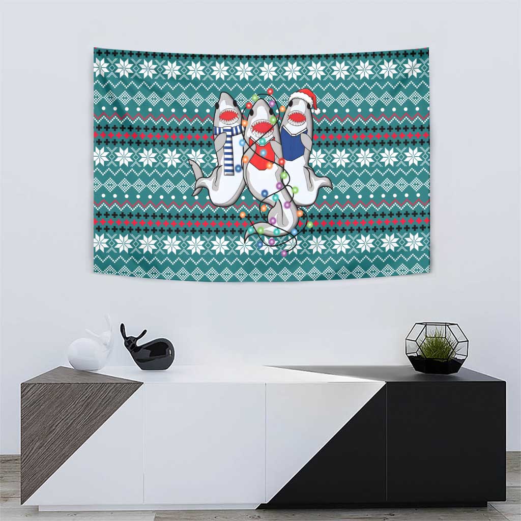 Funny Shark Christmas Tapestry Xmas Holiday Patterns - Wonder Print Shop
