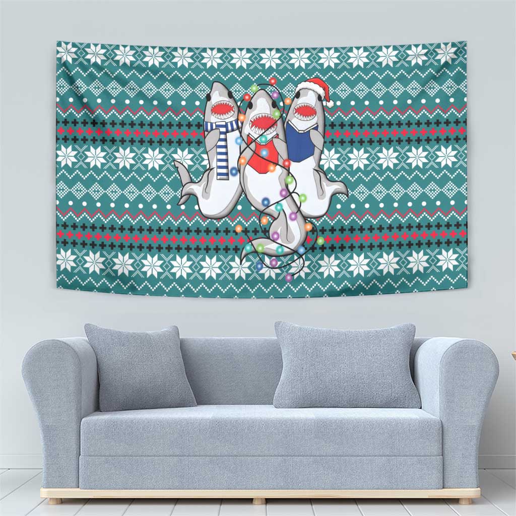 Funny Shark Christmas Tapestry Xmas Holiday Patterns - Wonder Print Shop