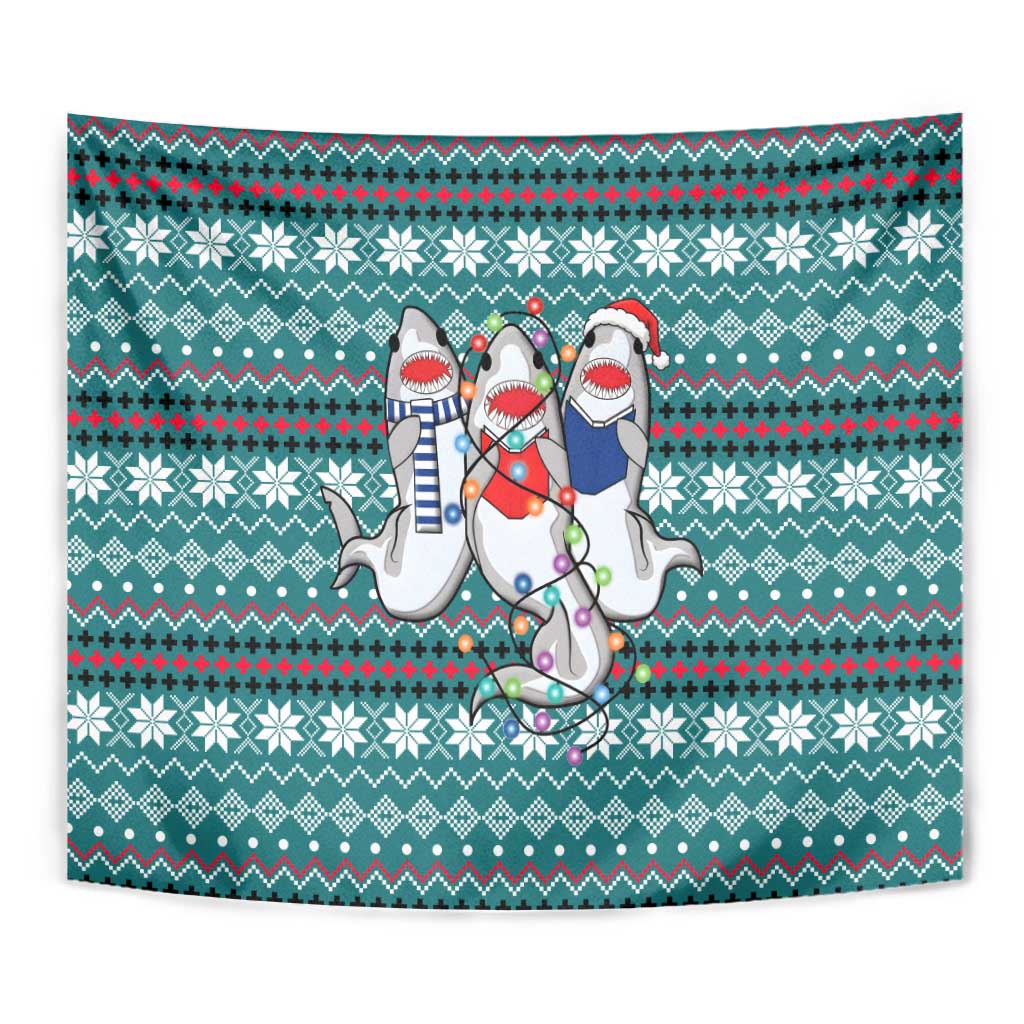 Funny Shark Christmas Tapestry Xmas Holiday Patterns - Wonder Print Shop