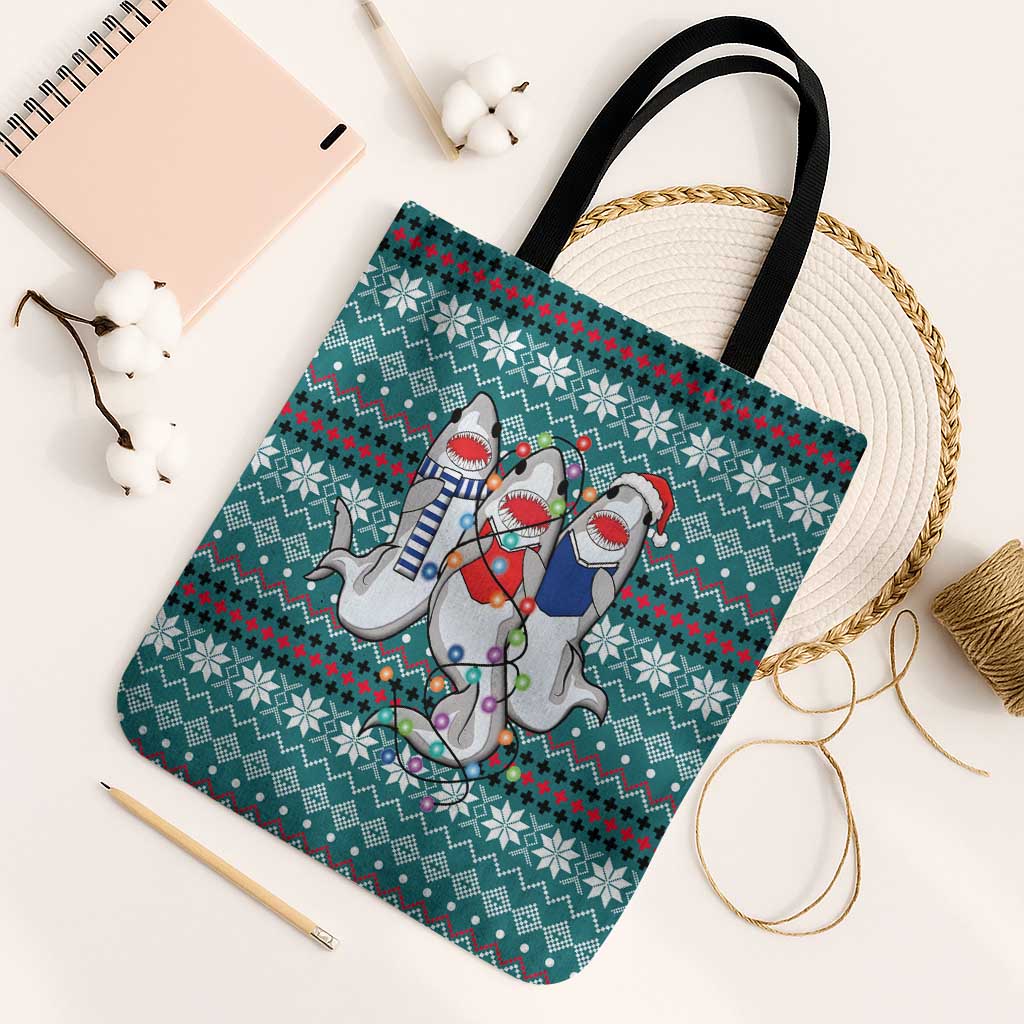Funny Shark Christmas Tote Bag Xmas Holiday Patterns - Wonder Print Shop