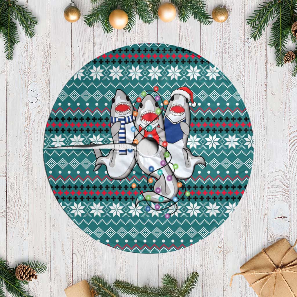 Funny Shark Christmas Tree Skirt Xmas Holiday Patterns - Wonder Print Shop