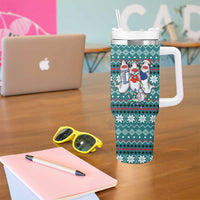 Funny Shark Christmas Tumbler With Handle Xmas Holiday Patterns - Wonder Print Shop