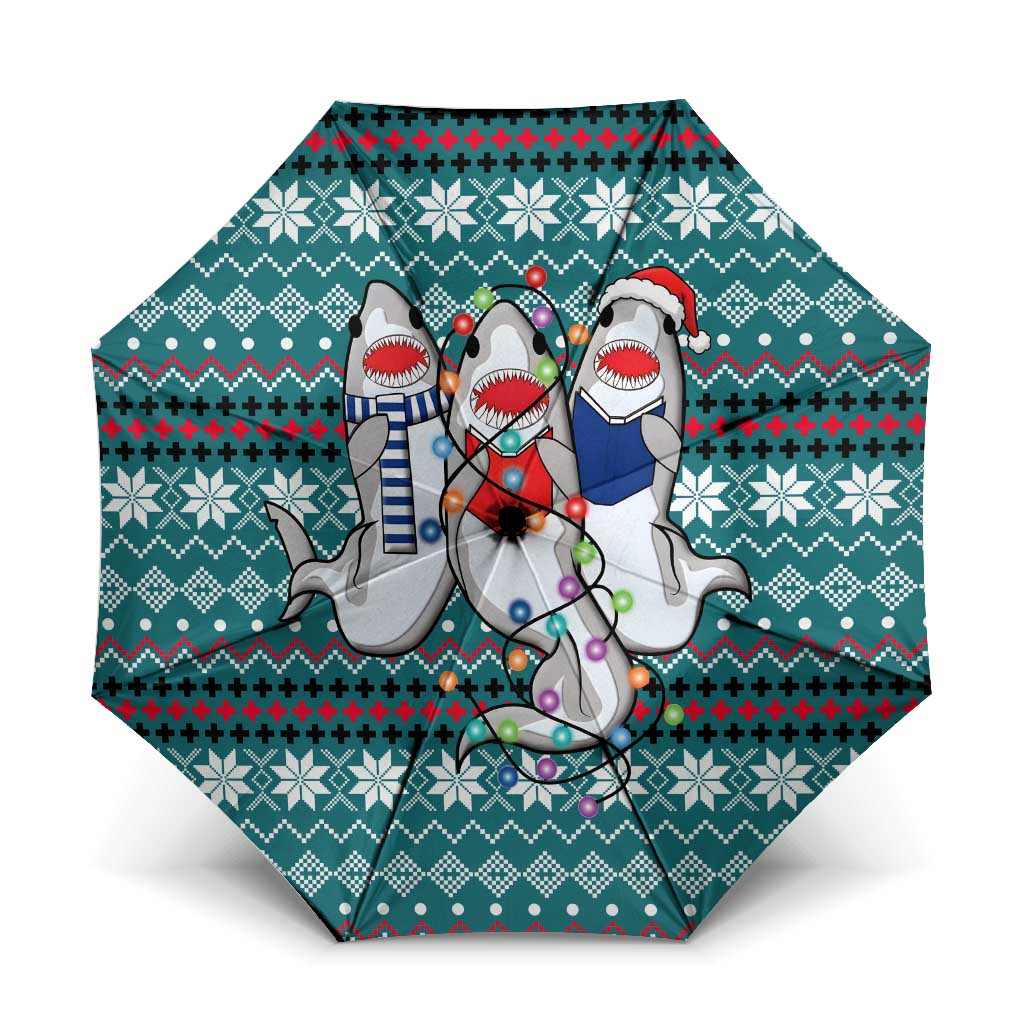 Funny Shark Christmas Umbrella Xmas Holiday Patterns - Wonder Print Shop