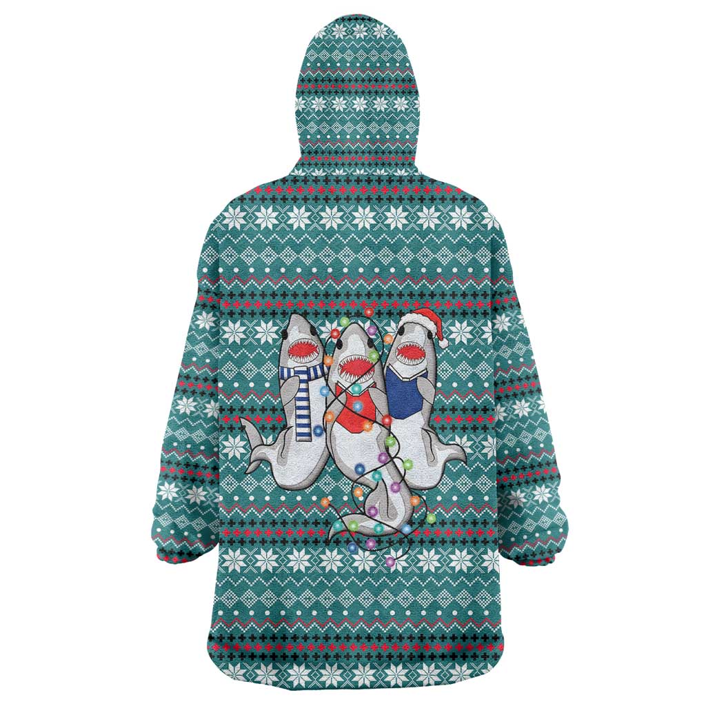 Funny Shark Christmas Wearable Blanket Hoodie Xmas Holiday Patterns - Wonder Print Shop