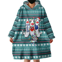 Funny Shark Christmas Wearable Blanket Hoodie Xmas Holiday Patterns - Wonder Print Shop